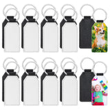 Talltalk 20 Pcs Leather Keychain Blanks Bulk Sublimation Keychain Blank PU Leather Glitter Heat Transfer Keyring(Black) Talltalk