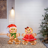 Dazzle Bright Christmas Outdoor Decorations Yard, 2-Piece Lighted 2D Gingerbread Man with 50 L, 23 Inch Pre-Lit Light Up Gingerbread Man, Xmas Festive Holiday Front Garden Patio Yard Lawn Display Dazzle Bright