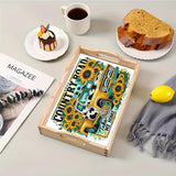 DoxQcs DIY Diamond Art Wooden Tray Kit Easter Food Tray with Handle Diamond Painted Table Decoration Tray for Breakfast Bar Dinner Table Diamond Art Painting for Beginners-#02-Sunflower Car DoxQcs