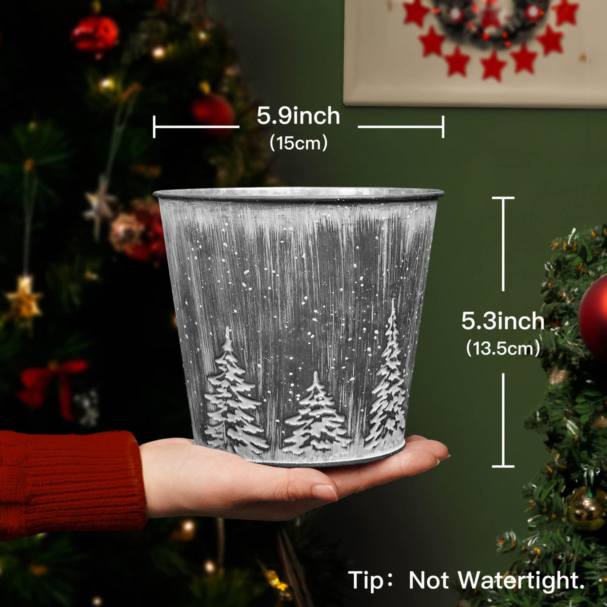 Putuo Decor Christmas Galvanized Buckets, Silvery Small Metal Bucket Christmas Ice Buckets, Farmhouse Pails Plants Flowers Tin Planters for Party Home Table Centerpieces Storage Decor 5.9X5.3 in Putuo Decor