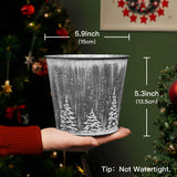 Putuo Decor Christmas Galvanized Buckets, Silvery Small Metal Bucket Christmas Ice Buckets, Farmhouse Pails Plants Flowers Tin Planters for Party Home Table Centerpieces Storage Decor 5.9X5.3 in Putuo Decor