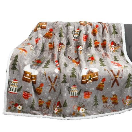 Catalonia Sherpa Throw Blanket, Super Soft Fleece Plush Sofa Couch Blanket, TV Bed Blanket, Comfy Cozy Fluffy Warm, Christmas Theme Throws, Blanket(50x60 inch, Tribe) Catalonia