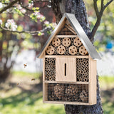 Elipark Wooden Mason Insect Bee Butterfly House,Insect Hotel,an Outdoor Hanging Bamboo Habitat for Bee Butterfly Ladybugs Live,Bee Box,Butterfly Habitat for Garden,9 x 15.7 x 2.5 Inch Elipark