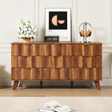 QEIUZON 9 Drawer Dresser, Modern Fluted Storage Dresser with Deep Drawers and Metal Handles, Wood Chest of Drawers Storage Organizer for Bedroom, Living Room, Hallway (Walnut) QEIUZON