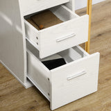 HOMCOM 47" Computer Desk with Keyboard Tray and Storage Drawers, Home Office Workstation Table with Storage Shelves, White Wood Grain HOMCOM