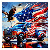 SJUTOUCI American Flag Truck Diamond Art Kits for Adults, Diamond Painting Kits for Beginners, DIY Full Drill Painting with Gem Craft Art for Home Wall Decor 12x12 inch SJUTOUCI