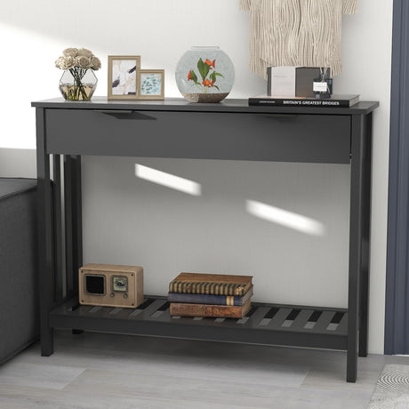 TaoHFE Modern Black Entryway Table with Drawer – Versatile Narrow Console Table for Living Room and Hallway Storage TaoHFE