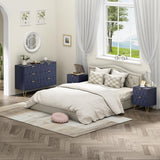 Anbuy Bedroom Sets Navy Blue Sets 3Pcs Large 6 Drawer Dresser and Night Stand Sets for Bedroom, Two Drawers Nightstand Set of 2 & 6 Drawer Dresser Combo 3 Pieces (Navy Blue)