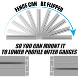 Fulton Universal Aluminum Miter Gauge Fence with an Aluminum Flip Stop 18” Left Reading Tape 18” Right Reading Tape Fulton