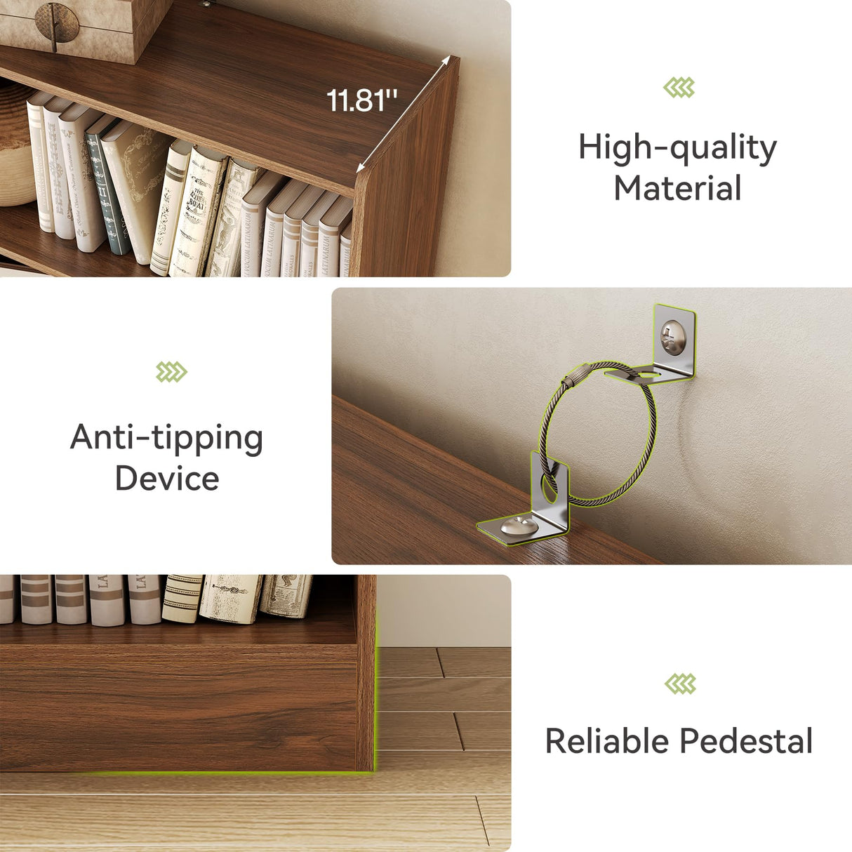 LITTLE TREE 72-Inch Tall Bookcase, 6-Tier Wooden Large Bookshelf, Wide Bookcase Bookshelves, Freestanding Modern Display Shelving Unit for Living Room, Bedroom, Office, Rustic Brown LITTLE TREE