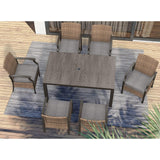 Grand patio 7 Pieces Outdoor Dining Sets, E-Coated Dining Chairs Traditional Wicker Patio Furniture for 6, Including Chairs with Cushions & Wood Grain Table with Umbrella Hole for Backyard, Deck Grand patio