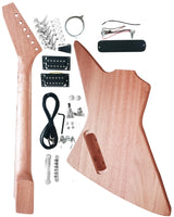 sdwutong EX-Style Electric Guitar Kit Mahogany Body and Neck - Rosewood Fingerboard Explorer Style Electric Guitar Builder Kit sdwu&tong