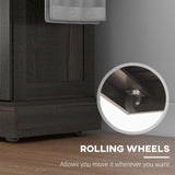 HOMCOM Triple-Cabinet Kitchen Island on Wheels, Kitchen Storage Cabinet with Drawers & Countertop, Rolling Utility Cart with Wood Top, Towel Rack, Spice Stand, Distressed Brown HOMCOM