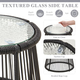 Bezseller 3-Piece Outdoor Patio Furniture Set, L-Shaped Rattan Sectional Sofa with Thick Cushions, Glass Coffee Table – All-Weather Conversation Set for Backyard, Porch, Poolside Bezseller