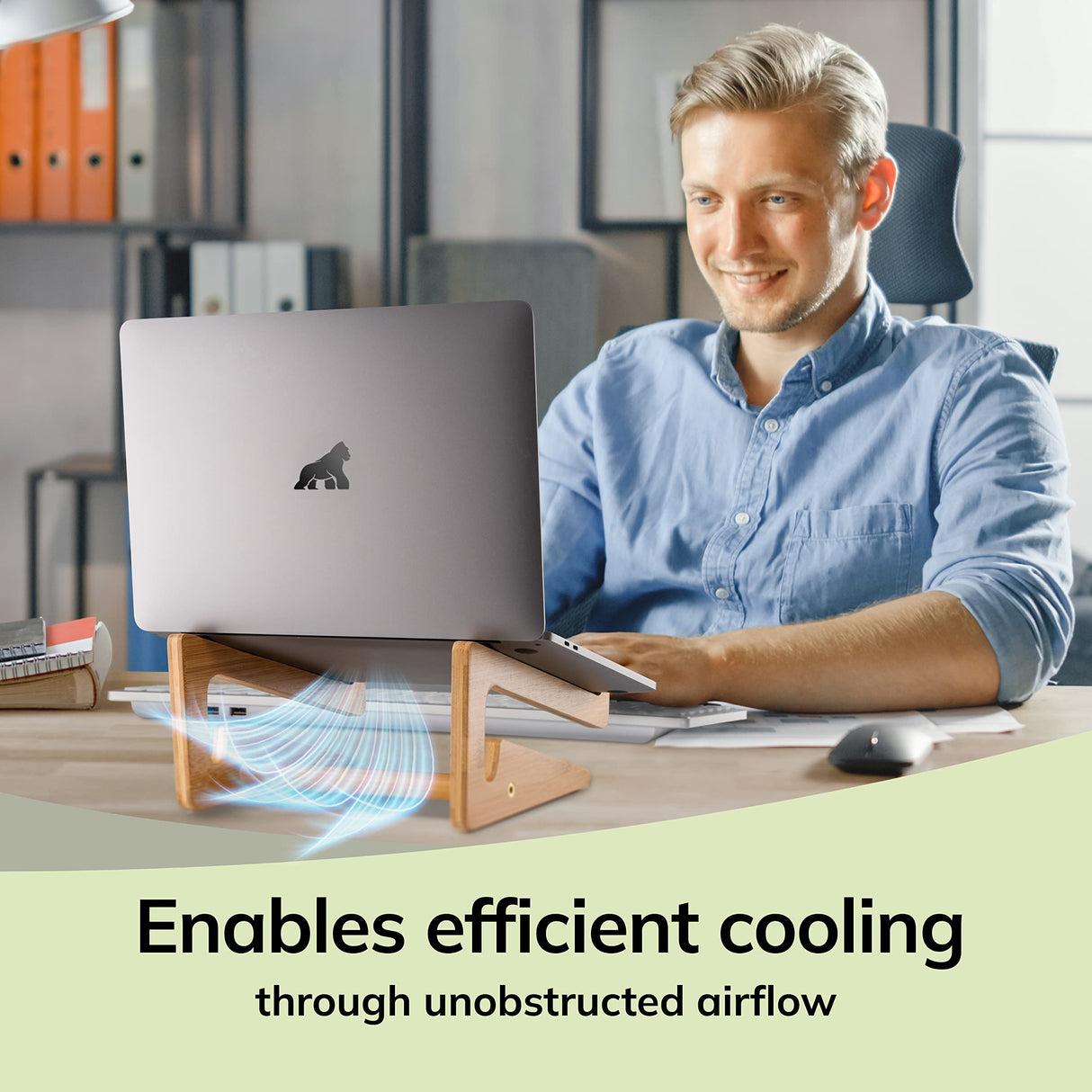 My Fat Gorilla - Wooden Laptop Stand, Wood Computer Stand, Bamboo Laptop Stand Compatible with 10-15'', Universal Laptop Shelf, Ergonomic MacBook Holder, MacBook Stand, Laptop Riser for Desk MY FAT GORILLA