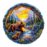 KAAYEE Wooden Puzzles for Adults 290 Pieces Visual 3D Bear Family Wooden Jigsaw Puzzles for Adults Animal Wood Puzzle Gifts for Mother's Day Mom Adult Kids Bear Puzzle(13.4 * 13.4in) KAAYEE