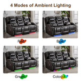 DRMBOOK RV Power Loveseat Recliner Sofa, Faux Leather 3-Seater Wall Hugger Reclining Sofa, Home Theater Seating Chair with Cup Holders, 3 Person Couch RV Furniture for Living Room, Brown DRMBOOK