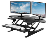 VIVO 43 inch Corner Electric Height Adjustable Cubicle Stand Up Desk Converter, VE Series, Sit to Stand Tabletop Dual Monitor Riser with USB Port, Black, DESK-V000VCE VIVO