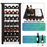 SMIBUY Bamboo Wine Rack, 28 Bottles Display Holder with Table Top, 7-Tier Free Standing Storage Shelves for Kitchen, Pantry, Cellar, Bar (Black) SMIBUY