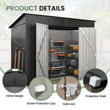 VONZOY 8x4 FT Outdoor Storage Shed,Metal Shed Garden Shed with Lockable Door for Bike, Garbage Can,Tool Shed for Backyard,Patio,Lawn(Grey) VONZOY