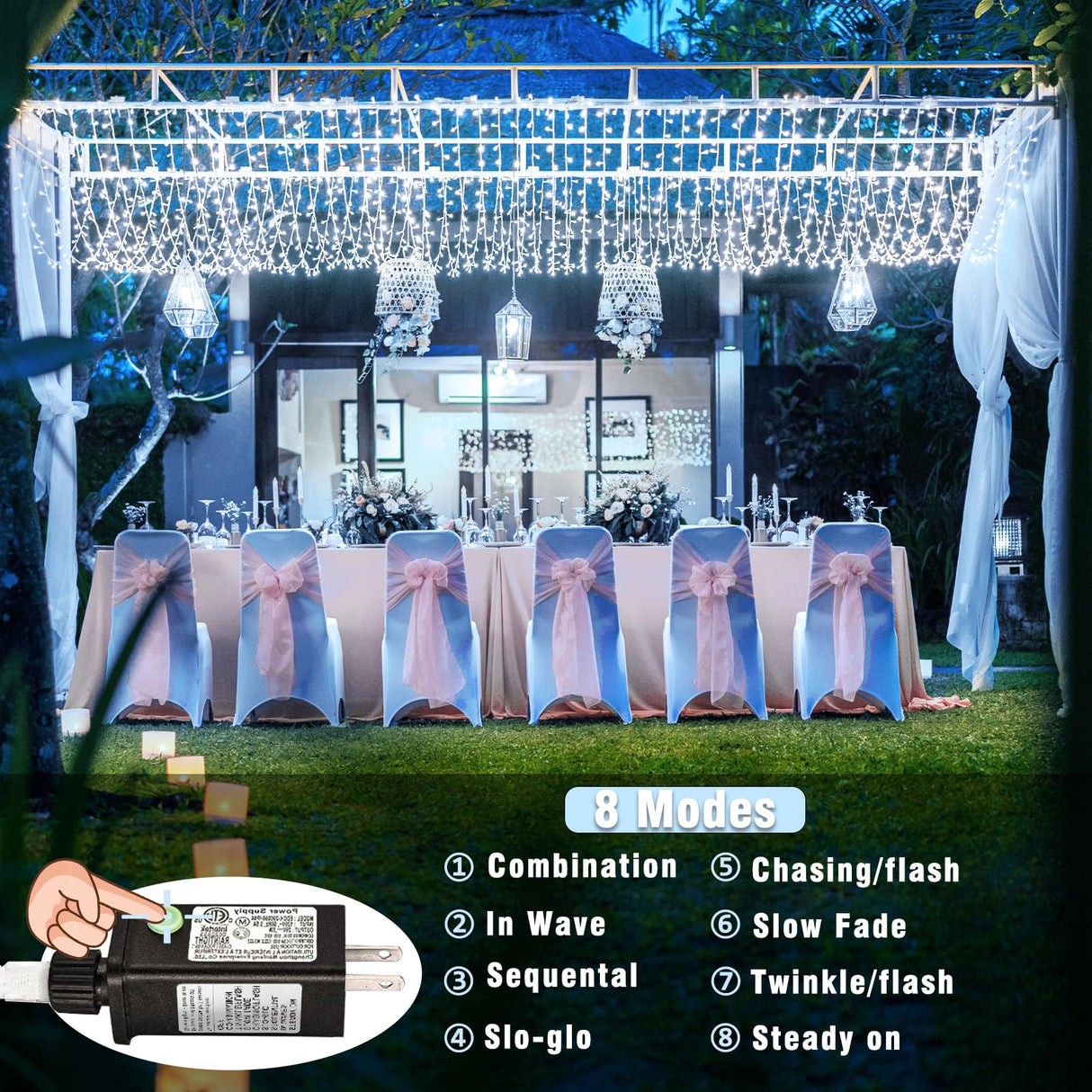 500 LED Christmas Lights Outdoor - 165FT Super Long Christmas String Lights 8 Modes Waterproof Plug in Fairy Lights with Timer Memory for Indoor Xmas Tree Holiday Party House Decorations, Cool White Vivideal