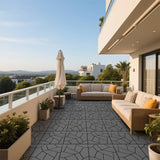 44 Pack Interlocking Deck Tiles, 12"x12" - 44 Sq.Ft Waterproof Plastic Outdoor Flooring, Polypropylene, 3D Wood Grain Plastic, for Patio, Balcony, Backyard, Garden, Dark Grey LINLUOME