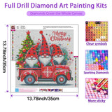 JXDXDJ Christmas Diamond Art Kits for Adults,Gnome Full Round Drill 5D Diamond Painting Kits for Beginner,Red Truck DIY Diamond Dots Paintings Picture,Gem Art for Adults Crafts,Home Decor 13.8x13.8 In JXDXDJ