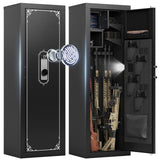 KAER Biometric Gun Safe for Rifle & Pistol, 10-14 Gun Capacity Large Rifle Safe with Fingerprint Lock, Adjustable Shelves, Silent Mode & Anti-Theft Alarm, Home Locking Cabinet for Firearms Storage KAER