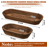 Tessco 2 Pcs Wooden Dough Bowl for Home Rustic Bread Long Wooden Bowl for Kitchen Dining Table Home Decoration(10 x 6 x 2 Inch, 16 x 6 x 2 Inch,Brown) Tessco