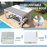 YOLENY Louvered Pergola 10x12, All Aluminum Pergola with Adjustable Rainproof Roof, Outdoor Pergola with Curtains and Nets for Patio & Garden, White YOLENY