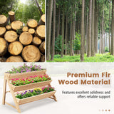 Toolsempire 3 Tiers Raised Garden Bed, Wooden Garden Bed Elevated Garden Planter with Storage Shelf, Bed Liner & 2 Hanging Hooks, Fir Wood Vertical Garden Bed for Patio, Yard, Balcony & Deck Toolsempire