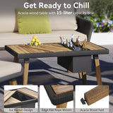 LZ LEISURE ZONE 6-Piece Beige Patio Conversation Set with Acacia Wood Cool Bar Table and Rope Weaving Chairs LZ LEISURE ZONE