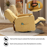Comermax 330lbs Wide Seat Massage Swivel Rocker Recliners Oversized Yellow Manual Recliner Chairs with Cup Holders for Adults, Comfortable Reclining Rocking Glider Chair Comermax