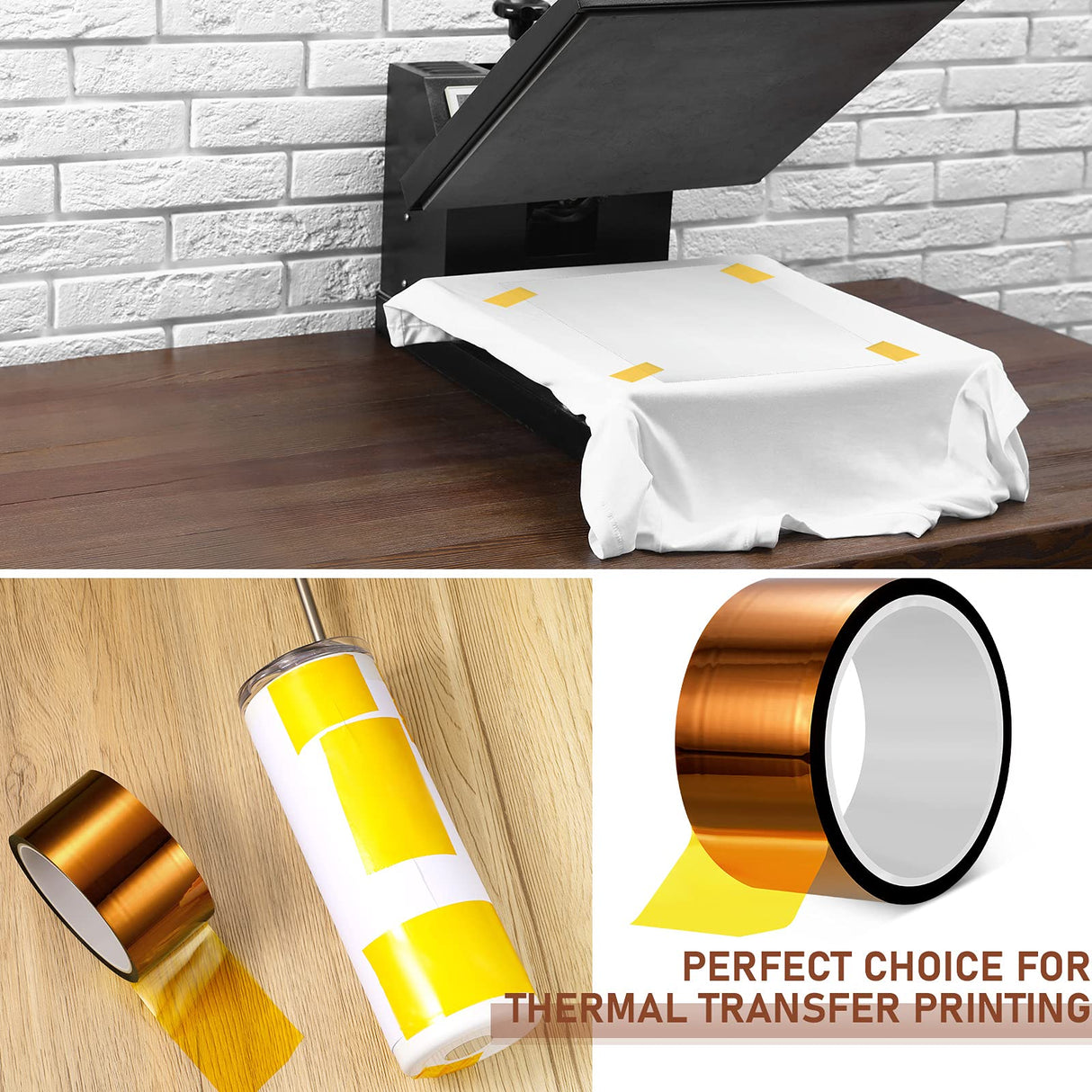 2 Rolls Heat Tape 50 mm x 108 ft High Temperature Polyimide Tape, 500 Fahrenheit Degree Heat Resisitant Heat Transfer Tape Adhesive Tape for Soldering, Electrical, Masking, 3D Printer Application Outus