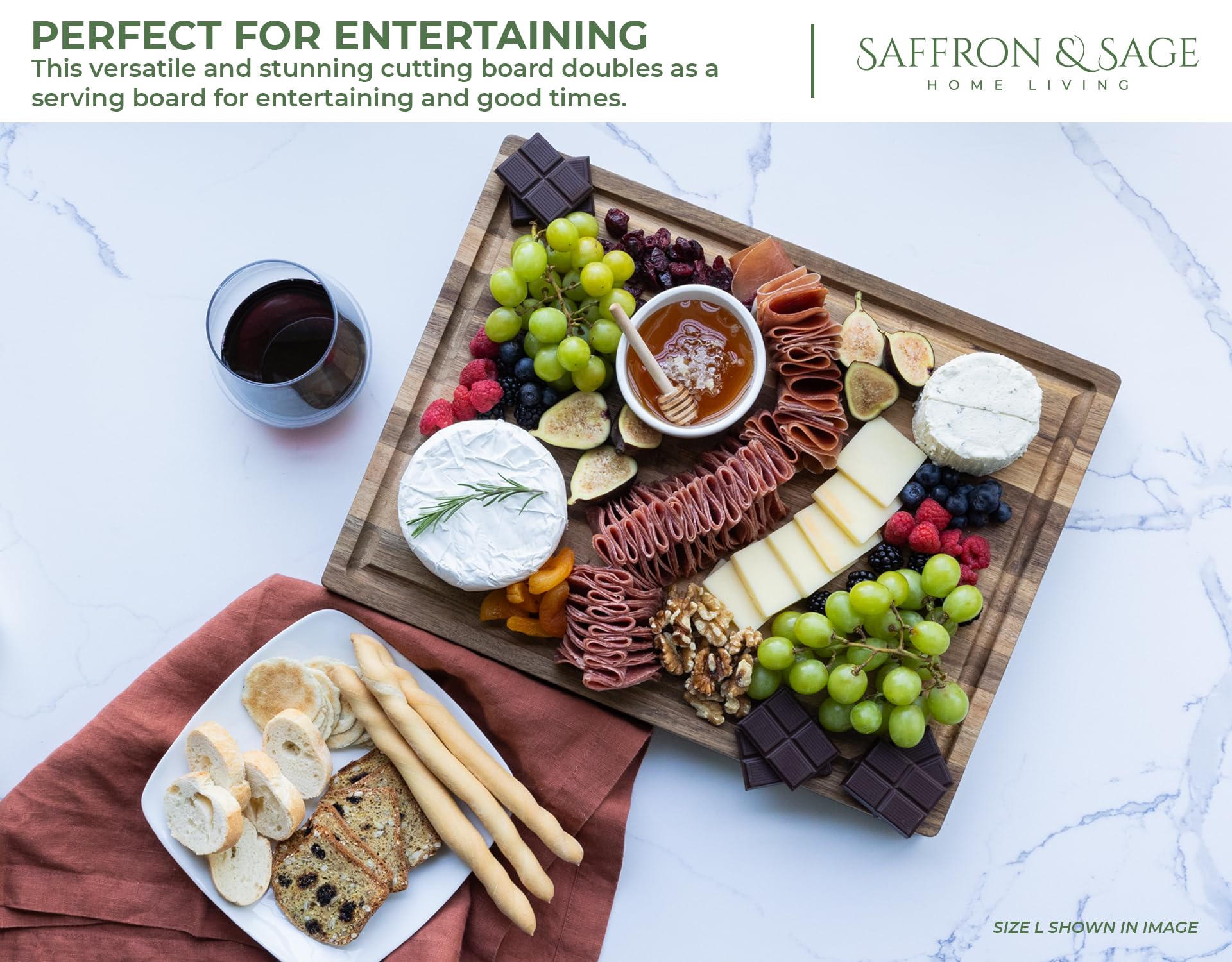 Saffron & Sage Large Wood Cutting Board - Thumbnail 3