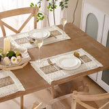 Tosleo Boho Placemats Set of 4 Macrame Table Decor with Fringe Farmhouse Woven Placemats in Natural Burlap for Kitchen and Dining Table Centerpiece Home Decorations,Khaki Tosleo