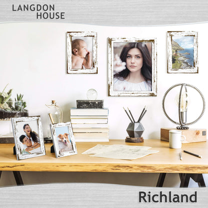 Langdon House 8x10 Picture Frames (Distressed White, 3 Pack) Farmhouse Style, Richland Collection