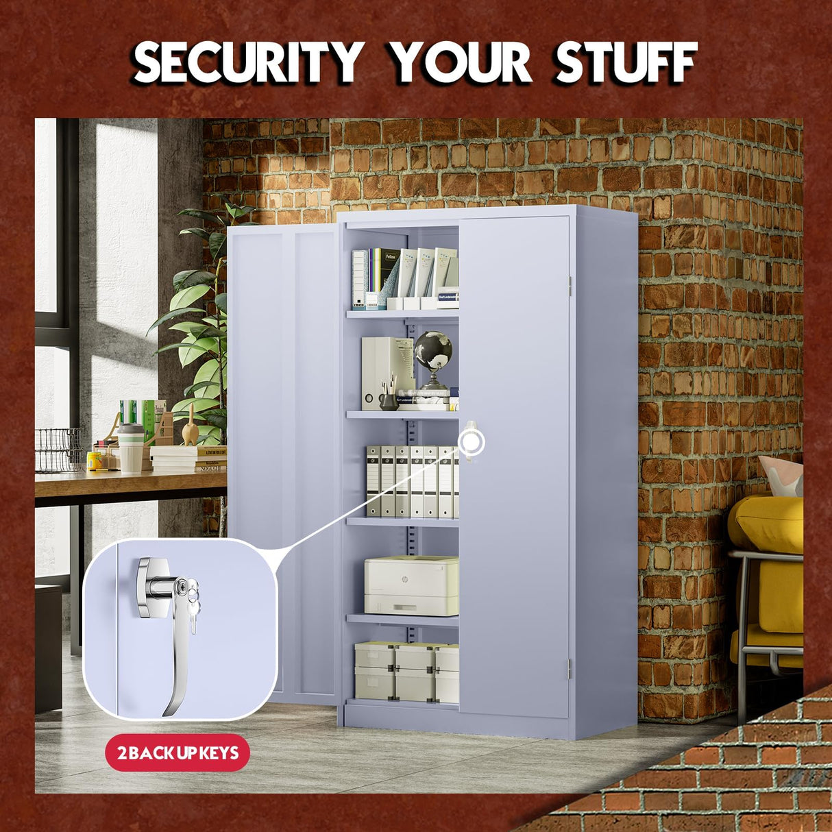 Pataku Garage Storage Cabinet, Grey Metal Cabinet with Locking Doors and Shelves, 71" Steel Tool Cabinet for Home, Office, Basement Pataku