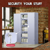 Pataku Garage Storage Cabinet, Grey Metal Cabinet with Locking Doors and Shelves, 71" Steel Tool Cabinet for Home, Office, Basement Pataku