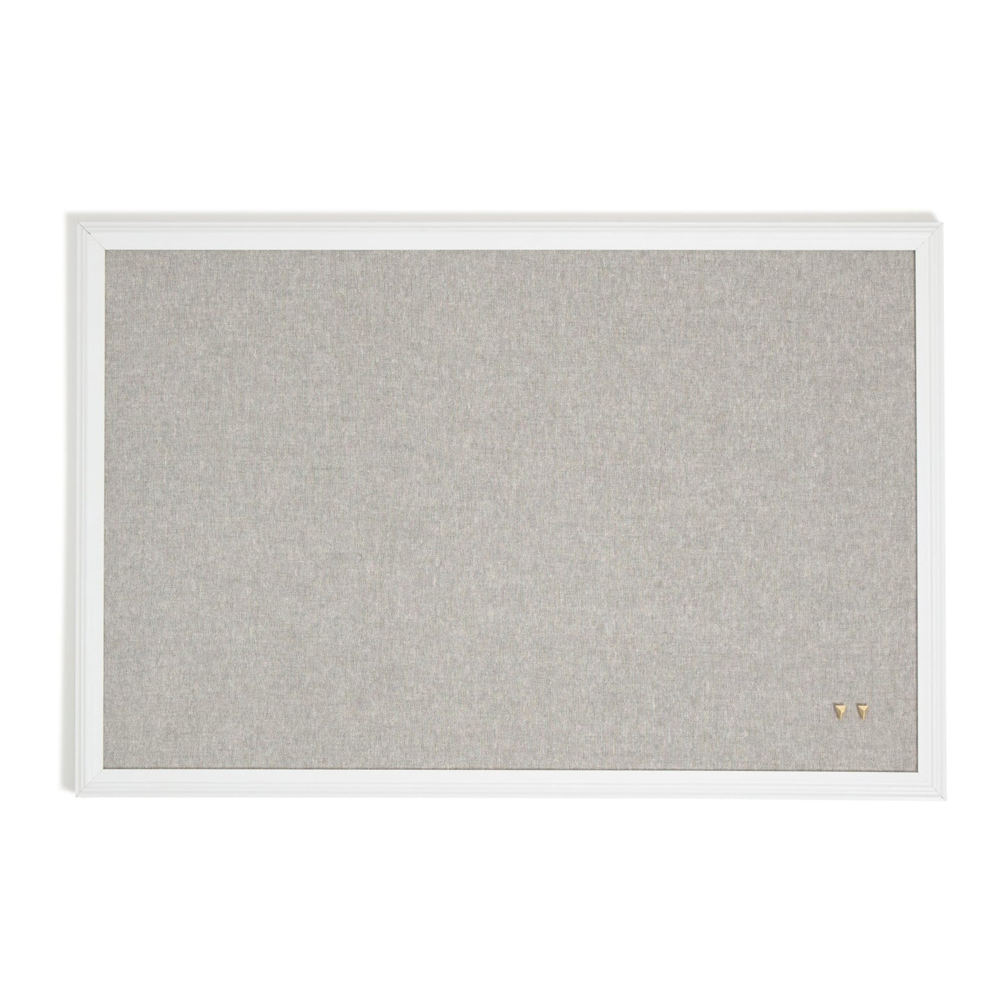 U Brands Farmhouse Linen Bulletin Board, 30"x20", White Wood Style Frame, Includes Push Pins