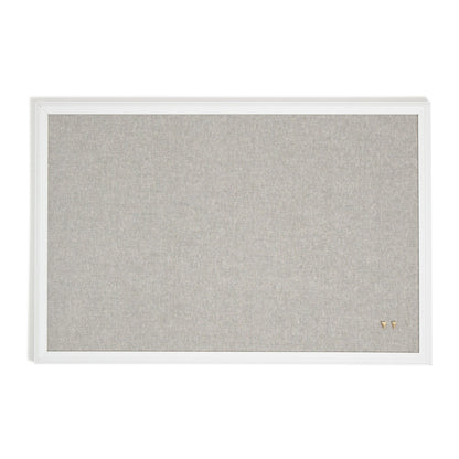 U Brands Farmhouse Linen Bulletin Board, 30"x20", White Wood Style Frame, Includes Push Pins