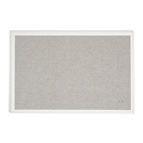 U Brands Farmhouse Linen Bulletin Board, 30"x20", White Wood Style Frame, Includes Push Pins U Brands