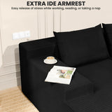 LEVELEVE 106" Cloud Sectional Couch with Deep Seat，Modern Modular Sofa with L-Shape Chaise，No Assembly Required, Upholstered Couches for Living Room Bedroom(Black,Left Facing Chaise) LEVELEVE