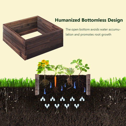 Giantex Raised Garden Bed, Wood Planter Box, Outdoor Planting Bed for Vegetable Flower, Square Planter for Patio and Lawn, 24''Lx24''Wx10''H, Brown