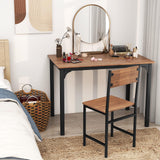 Giantex Dining Table Set for 4, 43" Kitchen Table and Chairs, Dining Bench with Metal Frame & Storage Rack, 4-Piece Modern Functional Desk Set for Dinette, Small Space, Apartment, Restaurant, Brown Giantex