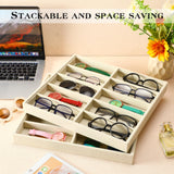Batiyeer Sunglasses Organizer Storage Tray 10 Grids Eyewear Watch Holder Display Stackable Ice Velvet Tray Women(White,2 Pcs) Batiyeer