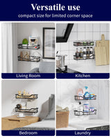 Kitsure Shower Caddy Large - Adhesive Shower Organizer, Stainless Steel Shelf for Inside Shower, No Drill Bathroom Organizers and Storage, Home Decor Accessories, 2 Pack, Black Kitsure