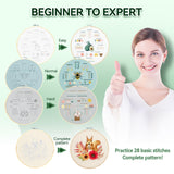 kasateri 4 Sets Beginner Embroidery Kit, Embroidery Kit for Beginners Adults Easy Hand Embroidery with Tools Bamboo Hoop Stamped Cloth Starter Cross Stitch Kits Needlepoint Craft Kits for Adults kasateri