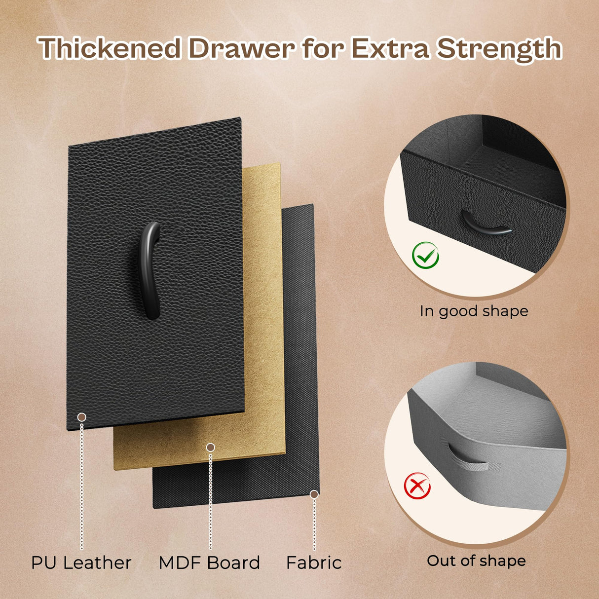 Huuger 63 Inch LED TV Stand Dresser with Power Outlets, USB-C Port and LED Lights, 10 Fabric Drawer Dresser for Bedroom, Long Entertainment Center for 65, 70 Inch TV, Open Shelves, PU Leather, Black Huuger