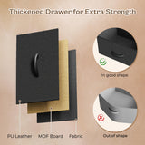 Huuger 63 Inch LED TV Stand Dresser with Power Outlets, USB-C Port and LED Lights, 10 Fabric Drawer Dresser for Bedroom, Long Entertainment Center for 65, 70 Inch TV, Open Shelves, PU Leather, Black Huuger